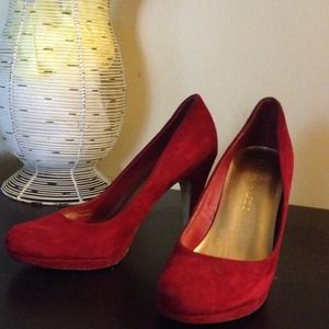 Red Suede Pumps