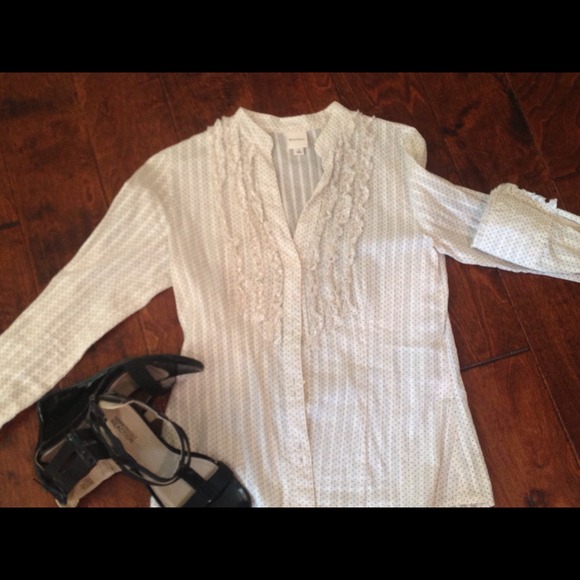 Cream with black polka dots top