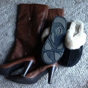 💥BUNDLE SOLD💥 brown boots & black Ugg mules 💥