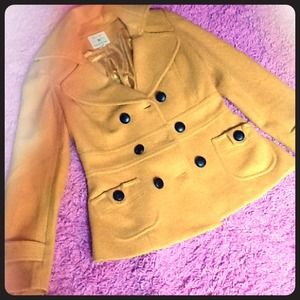 Mustard yellow pea coat from forever21.