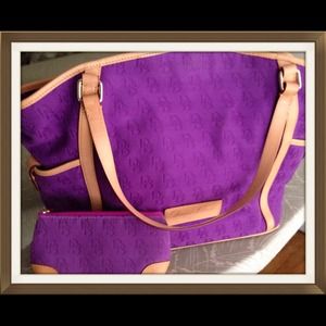 Radiant purple Dooney and Bourke canvas handbag.