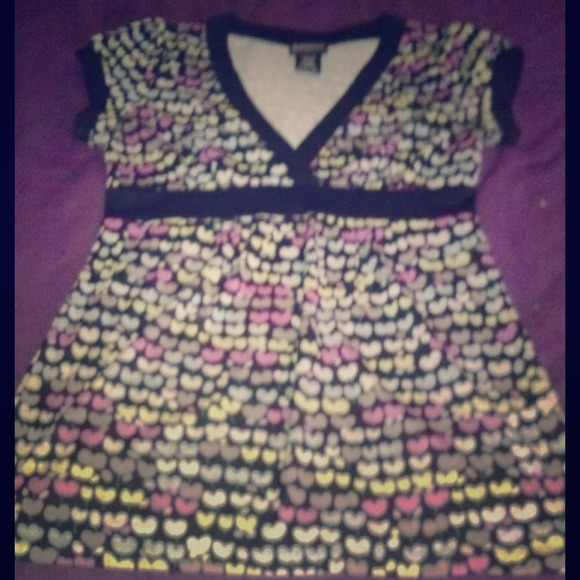 Cute Black and Grey Top With Hearts-Never Worn