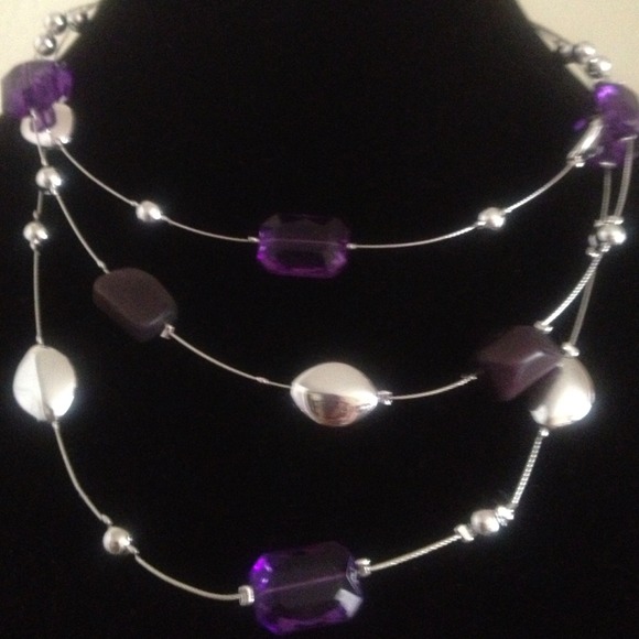 Jewelry - REDUCED Purple and Silver Necklace Set NWT