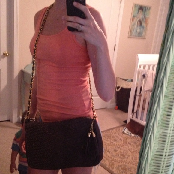 TRADED!Brown quilted cross body purse
