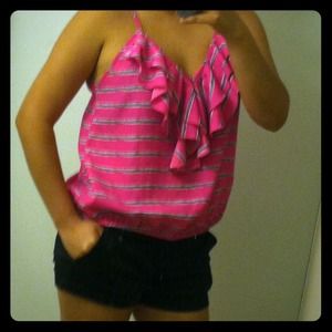 Bright pink ruffled top