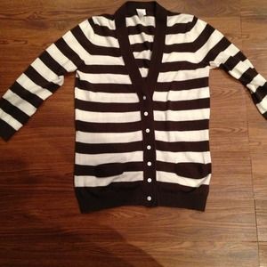 J. Crew brown & white striped cardigan