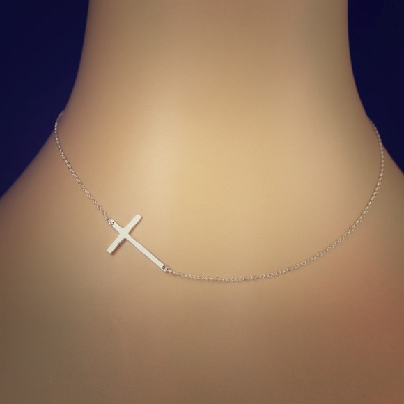 Sideways cross necklace