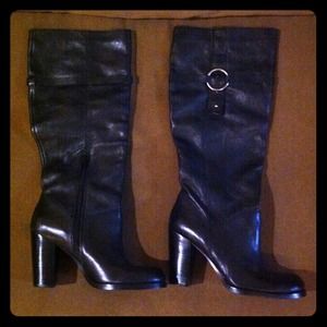 Aldo black slip on knee high boot with 2 1/2 heel