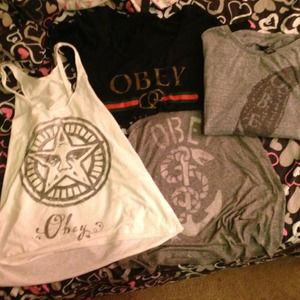 Obey tanks/tee.   White one to the left is sold !