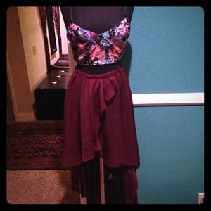 NEVER WORN BRANDY MELVILLE sheer wine hi-low skirt