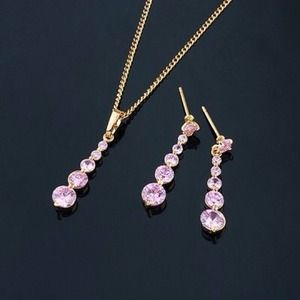 Cubic zirconia 3 piece set 18k Gold plated