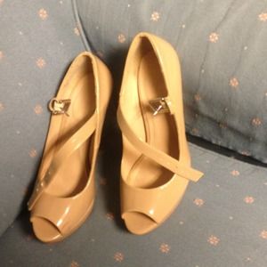 On hold for melissa. Forever 21 tan peep toe heels