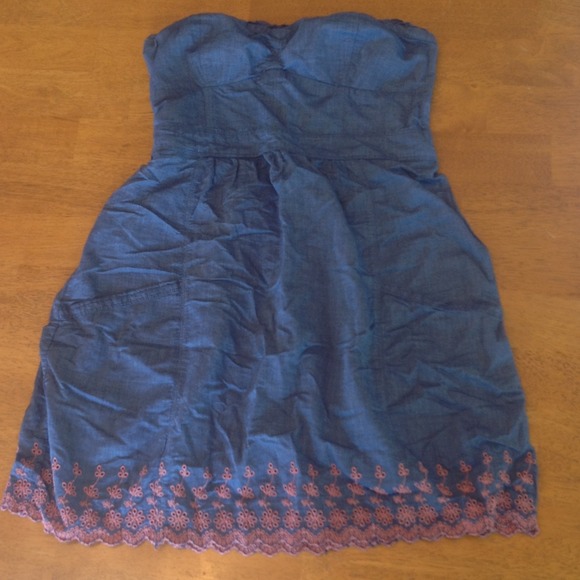 Strapless denim look dress