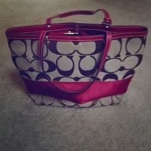 Coach purse with red stripe authentic