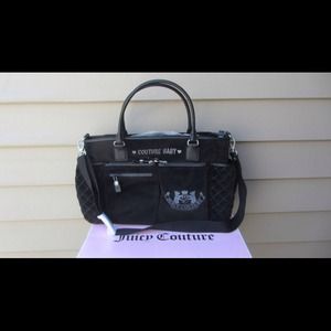 NEW JUICY COUTURE DIAPER BAG BLACK VELOUR TOTE