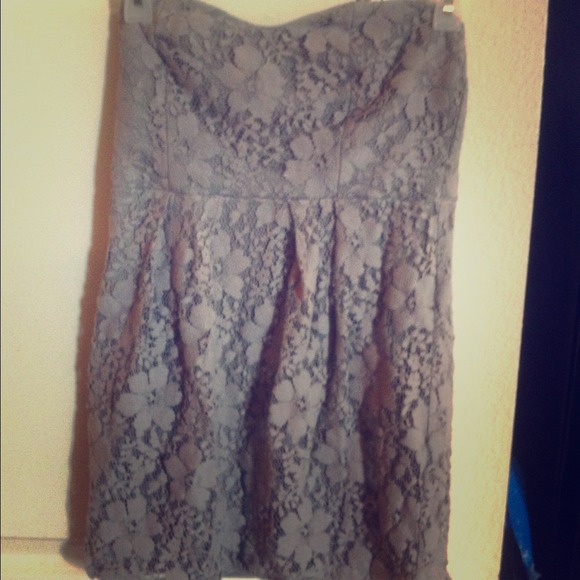 Strapless floral lace top
