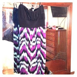 Black and purple spaghetti strap dress