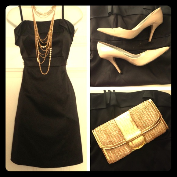 Bcbg Little black dress with ruffle accent size 4