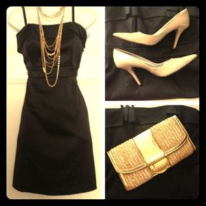 Bcbg Little black dress with ruffle accent size 4