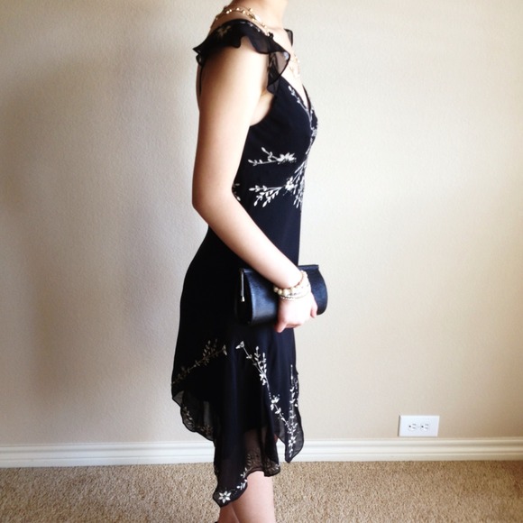 🚫Sold🚫BCBG Black Chiffon Hi-Low Dress - Picture 2 of 3