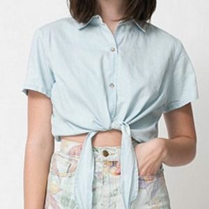 🆕 Light blue denim tie shirt