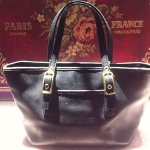 Black leather Coach purse