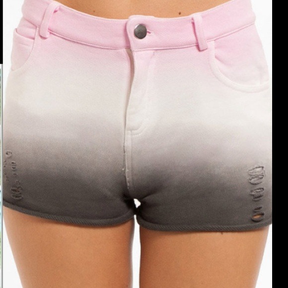 Pink white grey ombré terry shorts NWT