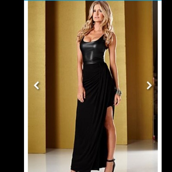 Faux Leather Tank Maxi. Side split