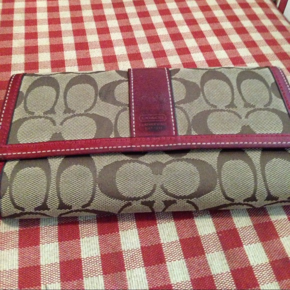Red Coach wallet and checkbook cover