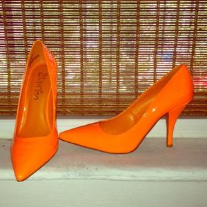 Neon orange, pink, yellow 2LipsToo heels size 8.5