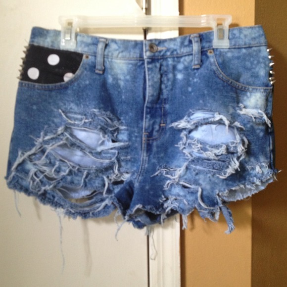 Acid Wash Demin Shorts w/ Spikes and polka dots