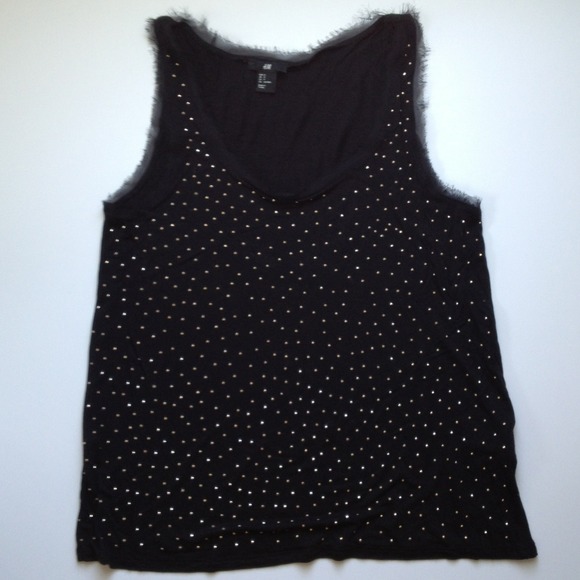 ❌SOLD❌BLACK with GOLD RHINESTONES H&M TANK