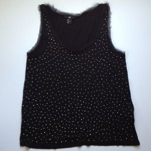 ❌SOLD❌BLACK with GOLD RHINESTONES H&M TANK