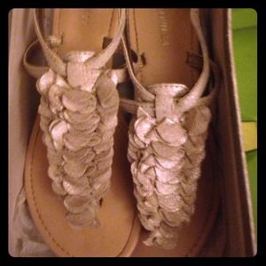 Ruffled Suede Wedge Sandal