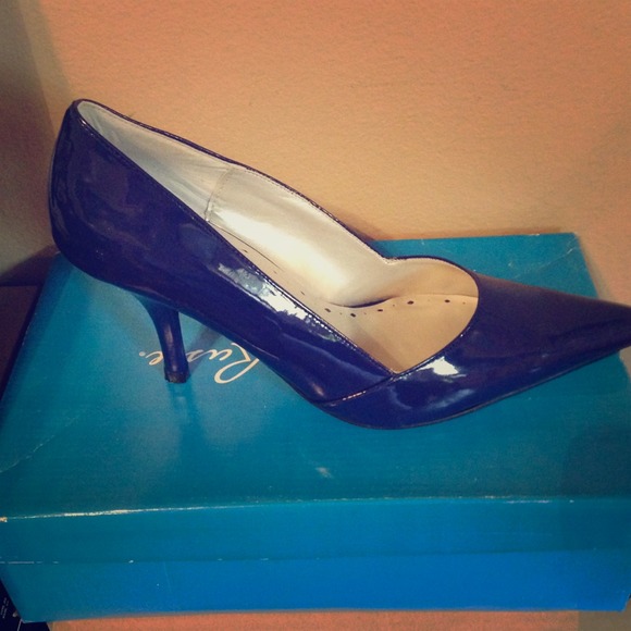 Blue pleather heel