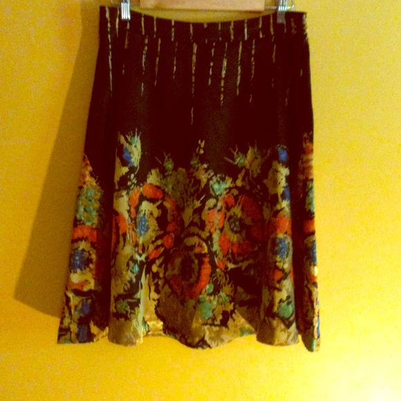 SOLD Retro A-line Skirt with Cabbage Rose Design