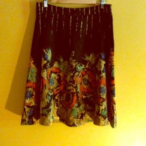 SOLD Retro A-line Skirt with Cabbage Rose Design