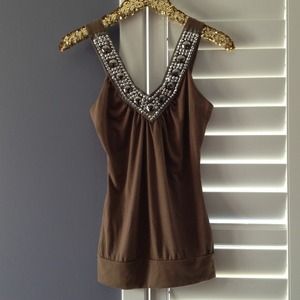 ❌SOLD❌SMALL • BROWN EMBELLISHED TOP