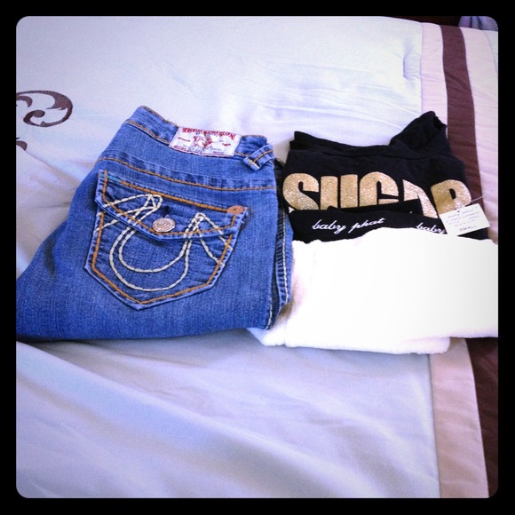 True Religion pants & baby phat sleep set.