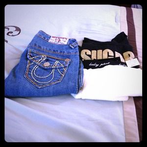 True Religion pants & baby phat sleep set.