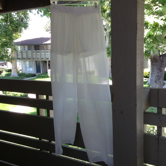 SOLD White chiffon sheer pants with lining 😍