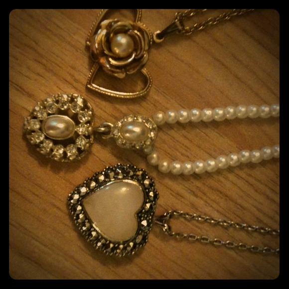🌹Three Vintage Heart Necklaces 🌹