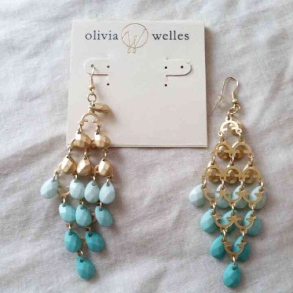 Olivia Welles ombré beaded drop mint gold earring - Picture 2 of 2
