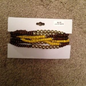 Target brown and yellow bracelets