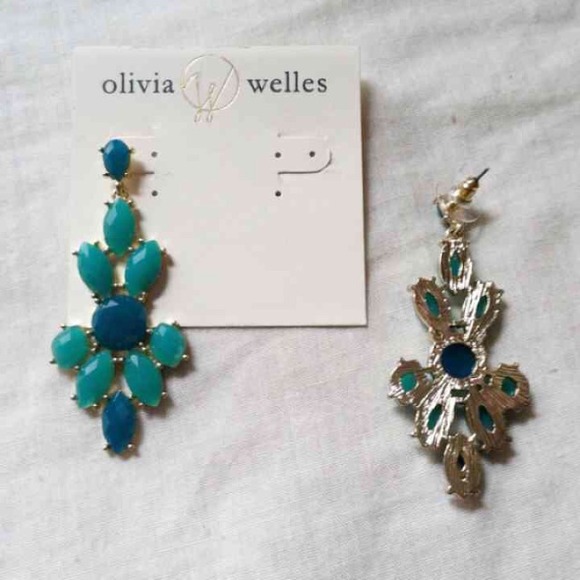 Olivia Welles faceted drop mint and gold earrings - Picture 2 of 2