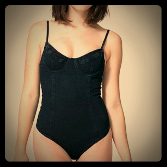 Never Worn-Stretch Denim body suit  Bodysuit.