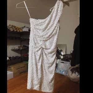 White formal one shoulder dress