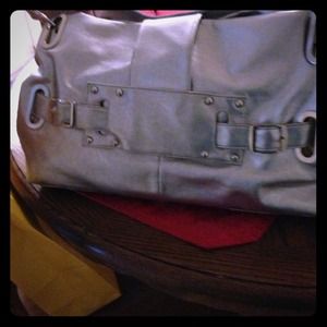Trendy metallic silver large handbag