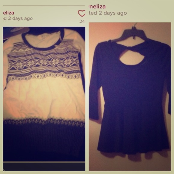 Peplum black shirt & adorable sweater bundle!