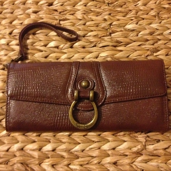Jessica Simpson brown wristlet wallet